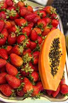 Watermelon Prints: South America, Caribbean, Colombia, Cartagens, Fresh tropical fruit for sale in