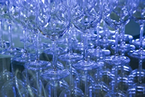 Images Dated 12th March 2009: South America, Chile, Colchagua. Glasses ready for wine tasting. Credit as: Wendy