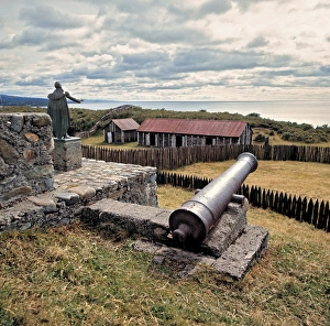 Cannon Prints: South America, Chile, Fuerte Bulnes. Cannons protected the outpost of Fuerte Bulnes