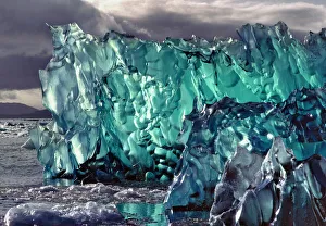 South America, Chile, San Rafael Lagoon NP. The aquamarine color of a newly calved
