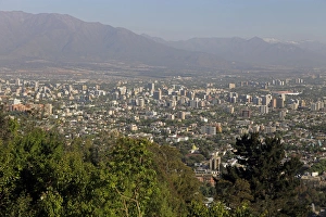 South America, Chile, Santiago. Santiago from San Cristobal Hill