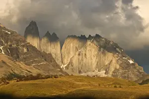 Images Dated 3rd February 2008: South America, Chile, Torres del Paine National Park. Morning light bathes the Torres