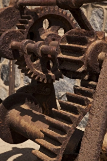 Gear Prints: South America, Chile, Zapallar. Close-up of rusted gears. Credit as: Wendy Kaveney