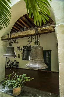 South America, Colombia, Cartagena, Bells of historic Santuario and Iglesia de