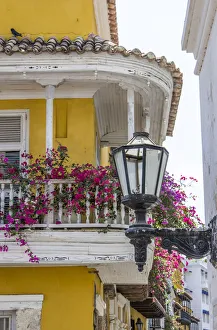 Images Dated 11th April 2016: South America, Colombia, Cartagena, Charming Old World balconies in the old walled