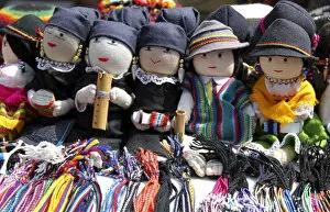 Images Dated 4th November 2006: South America, Ecuador, Otavalo. Handmade dolls with the traditional fabrics