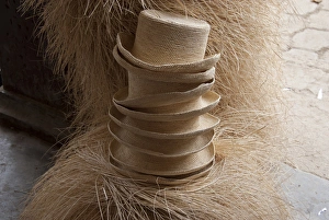 Handmade Prints: South America, Ecuador, region Cuenca, handmade straw hat production, detail