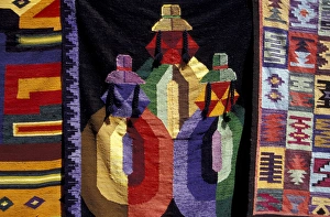 Images Dated 31st January 2005: South America, Peru, Aguas Calientes, tourist vendor stalls selling souvenirs, colorful