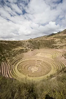 South America - Peru. Amphitheater-like terraces of Moray in the Sacred Valley of the Incas