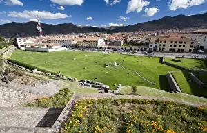 Inca Prints: South America - Peru - Cusco. View of city from the Inca site of Coricancha (once