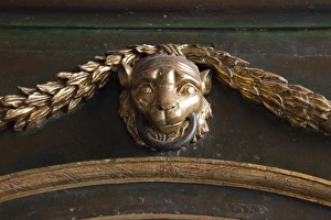 Images Dated 20th March 2009: South America, Peru, Historic Centre of Lima. A lions head in gold leaf in