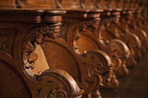 Images Dated 21st June 2009: South America, Peru, Lima, Lima Historic Centre. Detail of intricately carved wooden