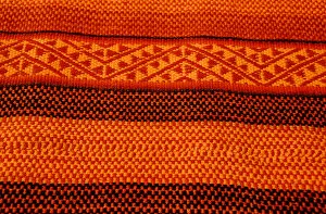 South America, Peru, Pisac Market - Pervian handicrafts, detail of handmade orange