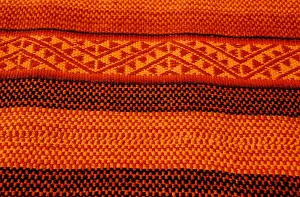 South America, Peru, Pisac Market - Pervian handicrafts, detail of handmade orange