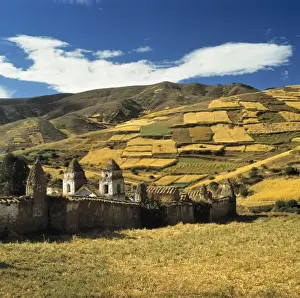 Altiplano Prints: South America, Peru, Tarma. Beautiful farm land fills the valley near Tarma in