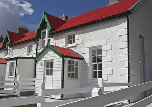Images Dated 7th February 2011: South Atlantic, Falkland Islands, Port Stanley. Close-up of row houses on main street