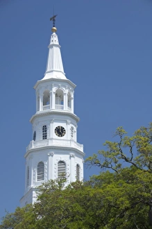 Roof Top Prints: South Carolina, Charleston. St. Michaels Episcopal Church, c. 1761. George Washington
