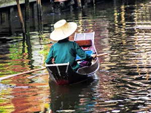 Watercraft Prints: South East Asia; THailand; Bangkok; Floating Market in Damnoen Saduak, Thailand