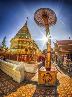 Lights Prints: South East Asia; Thailand; Chiang Mai; Watt PrathatDoiSuthep is a Holy Buddhist Temple