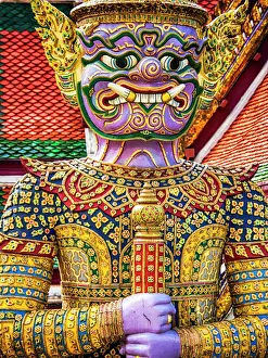 Mosaic Prints: South East Asia; Thialand; Bangkok; Yaksha at wat phra kaeo The Grand Palace