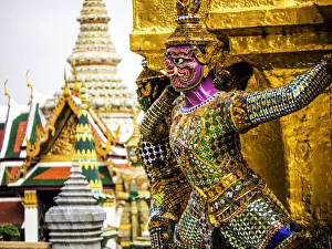 Mosaic Prints: South East Asia; Thialand; Bangkok; Yaksha at wat phra kaeo The Grand Palace