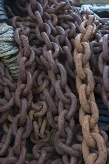 Images Dated 10th February 2014: South Georgia. Grytviken. Giant rusted chains using to pull whales ashore