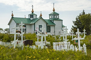 Russian Orthodox Prints: Southcentral Alaska, Kenai Peninsula. Russian Orthodox church at Ninilchik