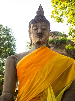 Deity Prints: Southeast Asia; Thailand; Ayutthaya; Buddha Drapped with Orange
