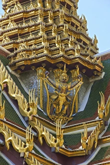 Royal Palace Prints: Southeast Asia, Thailand, Bangkok. Close-up exterior view of Royal Palace. Credit as