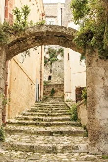 Stairway Prints: Southern Italy, Basilicata, Province of Matera. Arched pathways