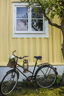 Bicycle Prints: Southern Sweden, Karlskrona, Bjorkholmen area, the neighborhood of naval craftsmen