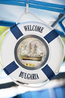 Varna Prints: Souvenir nautical hat at outdoor market, Varna, Bulgaria