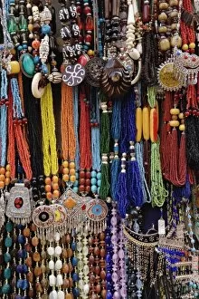 Images Dated 31st January 2006: Souvenir necklaces for sale at bazaar in Luxor, Egypt