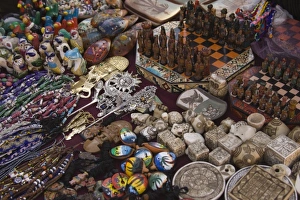 Images Dated 20th May 2005: Souvenirs displayed in market, Raqchi (near Cuzco), Peru