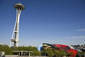 The Space Needle and the Experience Music Project in Seattle, Washington