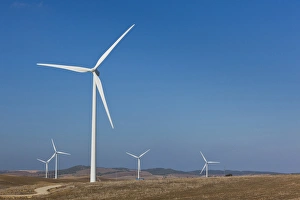 Images Dated 31st October 2011: Spain, Andalucia Region, Cadiz Province, Vejer de la Frontera area, modern windmills