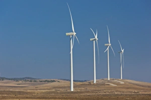 Images Dated 31st October 2011: Spain, Andalucia Region, Cadiz Province, Vejer de la Frontera area, modern windmills