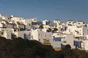Spain, Andalucia Region, Cadiz Province, Vejer de la Frontera, elevated town view