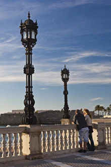 Images Dated 29th October 2011: Spain, Andalucia Region, Cadiz Province, Cadiz, Playa de la Caleta, sunset