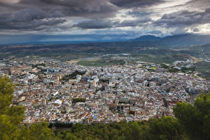 Hispanic Prints: Spain, Andalucia Region, Jaen Province, Jaen, elevated city view from the Cerro de