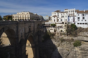 Build Prints: Spain, Andalucia Region, Malaga Province, Ronda, town with Puente Nuevo bridge