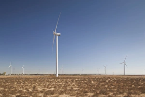 Images Dated 13th October 2011: Spain, Aragon Region, Zaragoza Province, Gallur, modern windmills