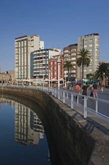 Civilization Prints: Spain, Asturias Region, Asturias Province, Gijon, Cimadevilla Old Town, harborfront