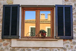 Mallorca Prints: Spain, Balearic Islands, Mallorca. Esporles, Shuttered windows