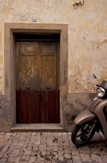 Door Way Prints: Spain, Balearics, Menorca, Ciutadella. Old city doorway on Placa d es Born
