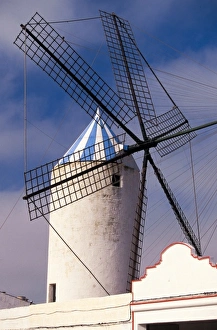 Balearics Prints: Spain, Balearics, Menorca, Sant Llois. Windmills of the Ethnological Museum