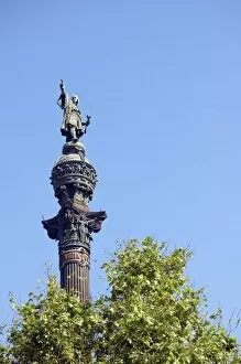 Spain, Barcelona. Monument a Colom at Placa del Portal de la Pau