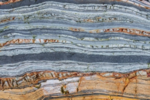 Formation Prints: Spain, Barrika. Contorted rock layers on beach