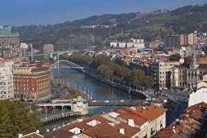 Images Dated 18th October 2011: Spain, Basque Country Region, Vizcaya Province, Bilbao, elevated view of central