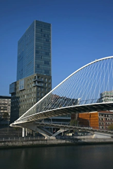 Spain, Basque Country Region, Vizcaya Province, Bilbao, The Zubizuri Bridge, architect